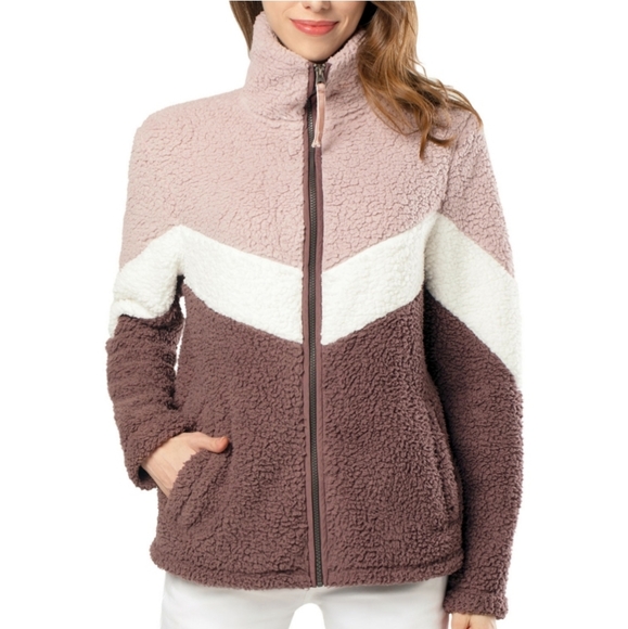 Women's PLUSH Check Full Zip Sherpa Teddy Jacket - Picture 3 of 4